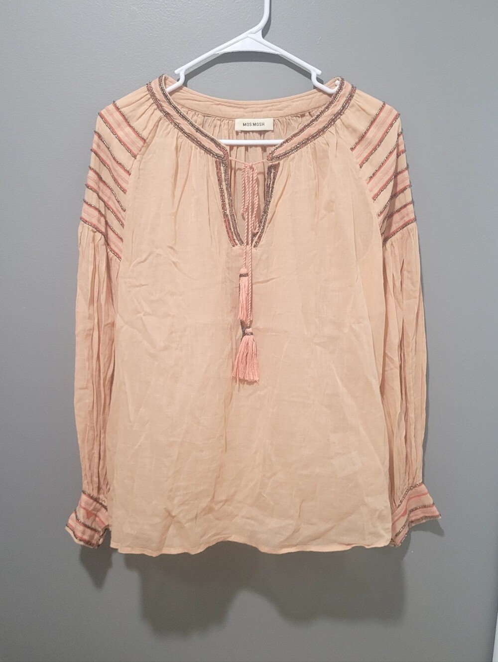 Mos Mosh $180 Beaded Peach Tassel Top Sz M